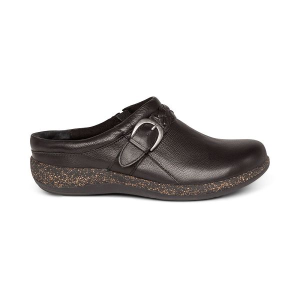 Aetrex Women's Libby Comfort Clogs Black Shoes UK 7024-160